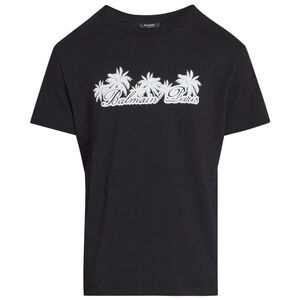 Balmain Palm Tree Print Graphic T-Shirt Black Men’s XL